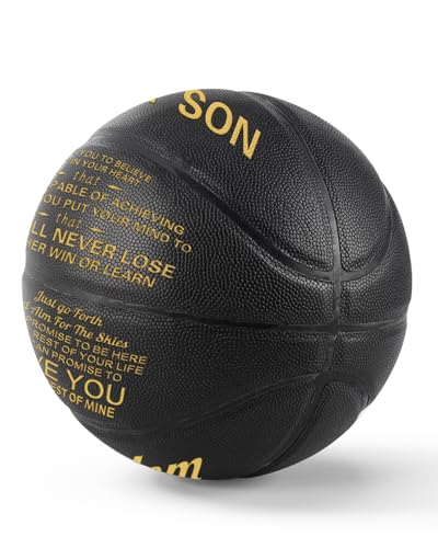 KAAYEE Engraved Basketball for Grandson, Engraved Basketball for Son from Mom Dad, Personalized 29.5" Basketballs Gifts, Custom Christmas Birthday Graduation Back to School Gift for Son from Mom Dad - color: Black-Mom to Son