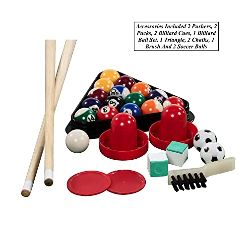 3-in-1 Combination Game Table Air Powered Hockey Foosball Billiards Pool Accessories Included Stack Up Design Easy to Switch Up Games Suitable for Friends Family Gathering