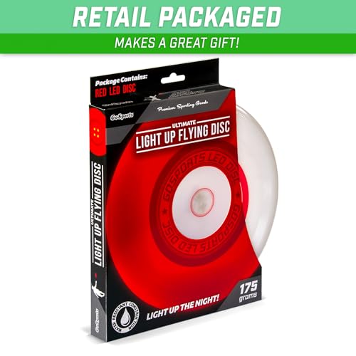 GoSports Ultimate Light Up Flying Disc, 175 Grams, with 4 LEDs - Red