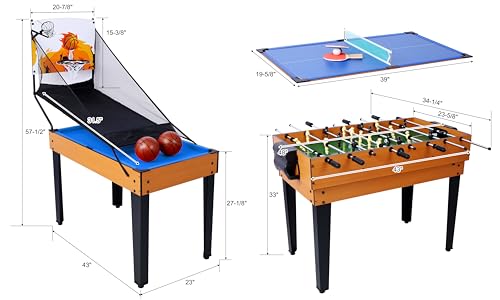5-in-1 Multi-Game Table - Billiards, Push Hockey, Foosball, Ping Pong, and Basketball, Game Table Combo for Home Game Room Or Entertainment Space, Brown - size: 5-in-1 Multi-Game Table Brown