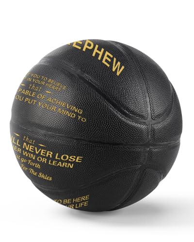 KAAYEE Engraved Basketball for Grandson, Engraved Basketball for Son from Mom Dad, Personalized 29.5" Basketballs Gifts, Custom Christmas Birthday Graduation Back to School Gift for Son from Mom Dad - color: Black-to Nephew
