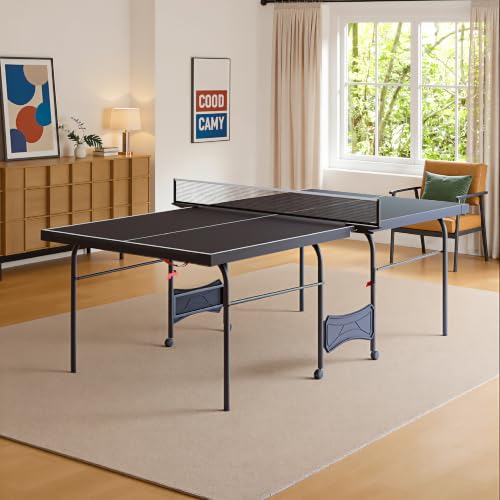Zevemomo Table Tennis Table, Foldable Ping Pong Tables w/ 2 Paddles 3 Balls - color: Black