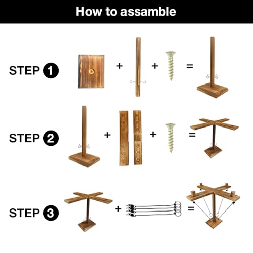 Ring Toss Game for Adults Up to 4 Players - Wooden Table Top Ring Hook Game - Easy to Assemble - Multiple Game Scenes - Classic Ring Toss Game for Adults