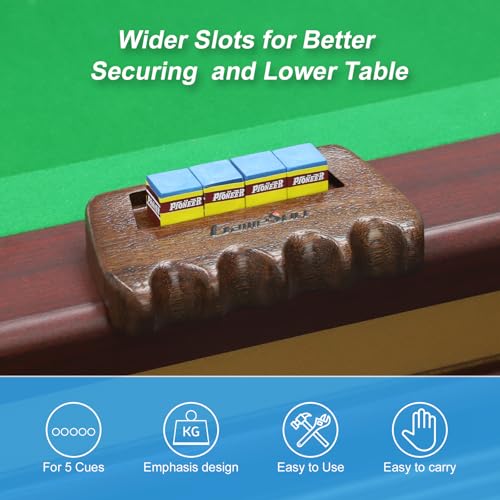 Weighted wooden 5-Cue pool cue stick holder, billiard cue stick holder, chalk holde