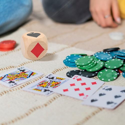 Large Trump Marker Dice Set 1.57'', 2pcs Wooden Euchre Cube with Black Velvet Storage Bag, Trump Indicator for Euchre, Pinochle Bridge Poker and More, Great Gift for Card Game Enthusiasts (2)