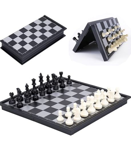 Chess Sets Magnetic Board Games - 11.8 Inches Travel Chess Board, Foldable & Portable Gifts Classic 2-Player Strategy Family Games Educational Toys for Teens and Adults - color: Black&white, style: Large / 11.8Inch