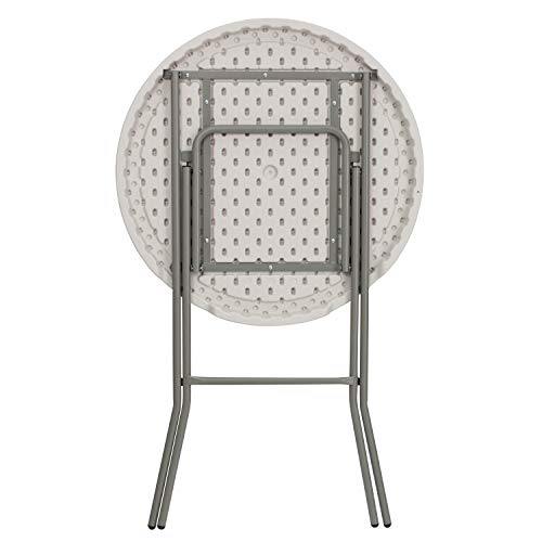Flash Furniture Kathryn 31.5" Round All-Occasion Folding Bar Height Table for Parties and Commercial Events, Plastic Bar Height Folding Table, White