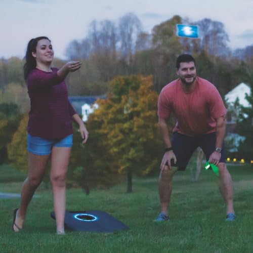 EastPoint Sports Go! Gater Cornhole – Light-Up and Travel Versions – Easy Storage & Light-Weight – Perfect for Outdoor and Indoor Play - style: Light-Up Board - Black/Blue