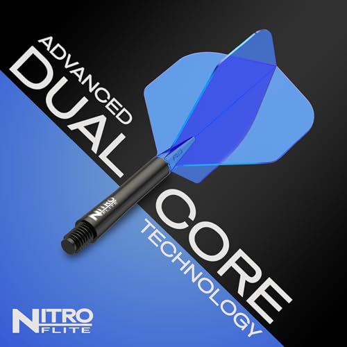 RED DRAGON Darts - Nitro Flite Integrated Flight & Shaft System - No.2 Shape and Design - Available in Short, Intermediate & Medium - Available in Variety of Colours - Professional Darts Accessories - color: Black & Blue