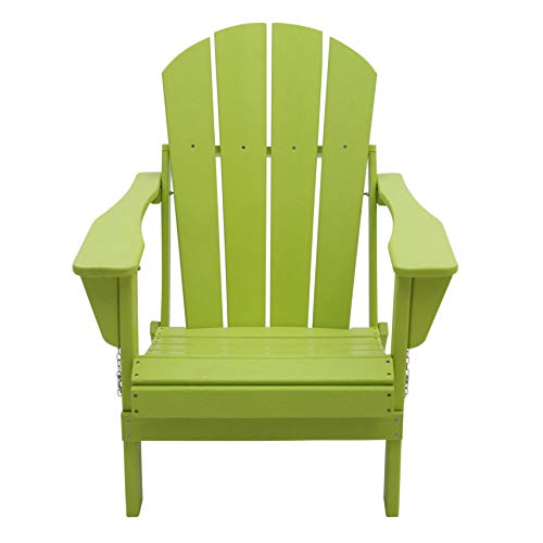 WestinTrends Malibu HDPE Outdoor Patio Folding Poly Adirondack Chair, Lime - color: Lime, size: 1 Chair