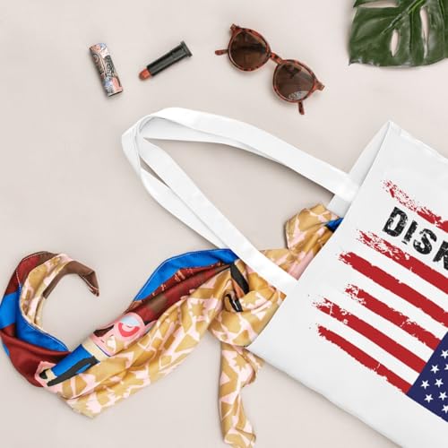 NIENIE Disk Golf Usa Flag Tote Bag for Women Shopping Bags Reusable Large Capacity Casual Shoulder Handbags DIY Gift Bags Cute Canvas Tote Bag
