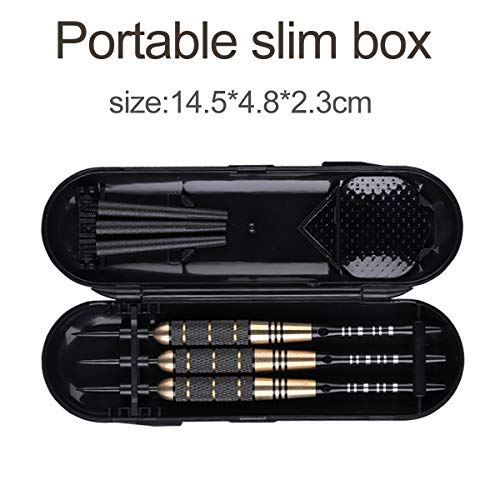 Steel Tip Darts Set for Dartboard, Professional Brass Darts Metal Tip Black Purple Aluminium Nylon Shafts 9 Flights 50 Rubber O-Rings 12 Spring Rings 1 Dart Sharpener Tool 24/27 Grams - color: 24g Black