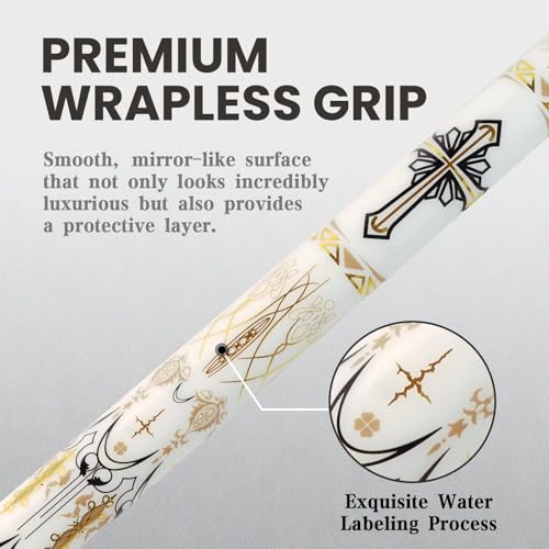 Cuefessnuance 58" Carbon Fiber Pool Cue, Low Deflection | Gothic pattern design, black, 100% carbon fiber shaft, pro taper, 11.8mm pigskin tip, 3/8-8 stainless steel joint - color: White