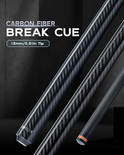 KONLLEN Carbon Fiber Break Cue, 58" 2-Piece Heavy Hitter Pool Break Cue Stick with 12.9mm Tip, Professional Billiards Break Stick - color: KL-HH-2-set