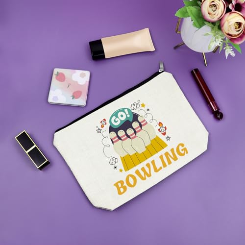 Sazuwu Bowling Gifts Makeup Bag for Bowling Lover Bowlings Player Present Ball Accessories Present Cosmetic Bag Sports Lover Gifts Graduation Christmas Birthday Present Travel Toiletry Pouch - color: BOWLING Style2