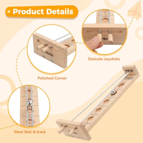 2 PCS Wooden Tabletop Games for Teens Adults, Desktop Balancing Ball Games with Planet Slots, Hand Operated Wooden Hockey Play, Fine Motor Exercise Toy for Family, Classroom, Party