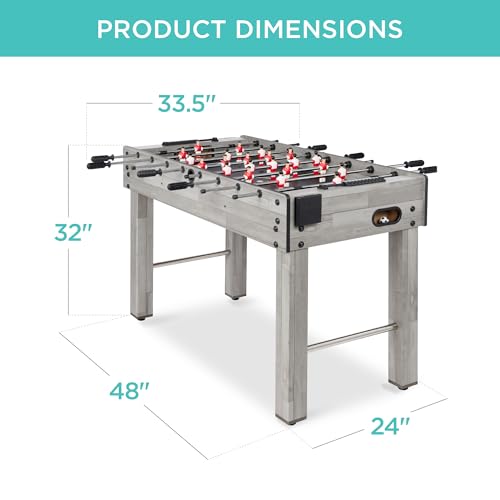 Best Choice Products Foosball Table for Kids and Adults, Game Room Soccer Game Table w/ 2 Balls, 2 Cup Holders, Ergonomic Handles, Chrome Finished Metal Bars - color: Gray