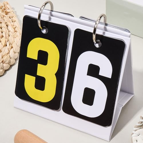 CREATCABIN Flip Scoreboard Small Scoreboard Score Keeper Table Top Scoreboard Flipper with Detachable Numbers for Basketball Tennis Badminton Volleyball Baseball Soccer for Competition 4x4 Inch
