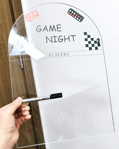Personalized Family Game Night Scoreboard – Custom Dry Erase Score Tracker Board with Marker, Reusable Acrylic Game Scoreboard (8X12) - style: M