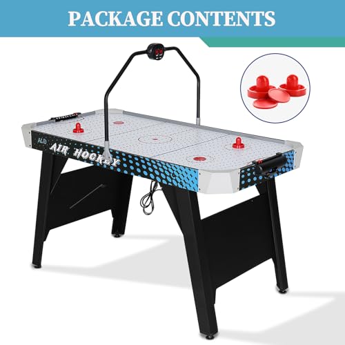 54" Air Hockey Table with LED Electronic Scoring & Powerful Motor, Large Arcade Game Table for Game Room, Home & Office, Hockey Game for Kids & Adults