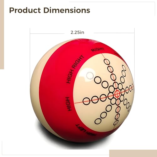 Billiard Training Cue Ball, 57.2mm Crystal White Practice Ball for Pool, with High-Low and Black Circle Markings for Precision Aiming, Ideal for Skill Development
