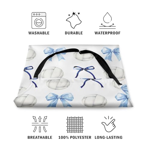Manfei Blue Bowknot Kids Kitchen Apron - color: Dreamy Blue