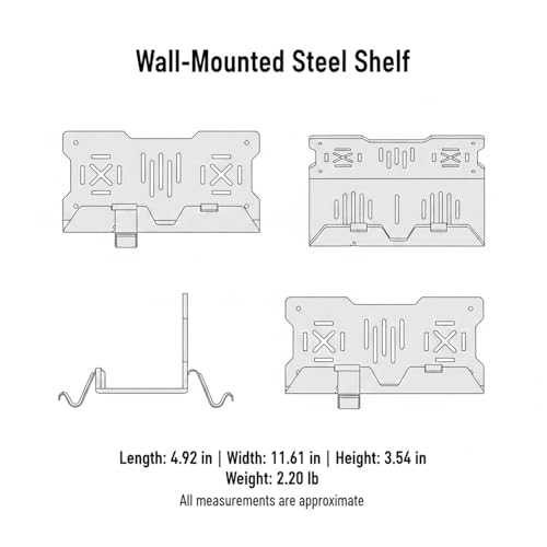 Wall-Mounted Steel Shelf for Gaming Accessories & Controllers, Space-Saving Black Metal Bracket for Living Room or Home Office Organizer