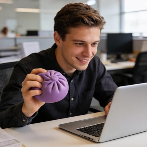 Colorful Dumpling Stress Balls Fidget Toys for Adults & Teens, Mystery Soft Dumpling Squeeze Toy Box, Sensory Stress Relief Squeeze Toys (Yellow) - color: Yellow