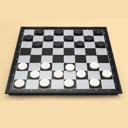 Classic Folding Checkers Set, 8x8 Checker Board with 24 Pieces, 9x9 Inch Portable Travel Checkers for Family