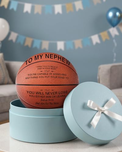KAAYEE Engraved Basketball for Grandson, Engraved Basketball for Son from Mom Dad, Personalized 29.5" Basketballs Gifts, Custom Christmas Birthday Graduation Back to School Gift for Son from Mom Dad - color: to Nephew