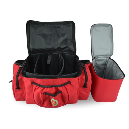 Disc Golf Bag with Removeable Cooler,13 Disc Capacity with Insulated Cooler for a 6-Pack,22 disc max,Adjustable Backpack Strap Included - color: RED