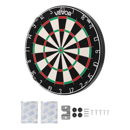 VEVOR Dart Board, High-Grade Self-Healing Sisal Fiber Dartboard with Staple-Free Bullseye, Blade Wire & Rotating Number Ring, 17.7" Professional Dartboard for Home Party Game Room (Darts Not Included)