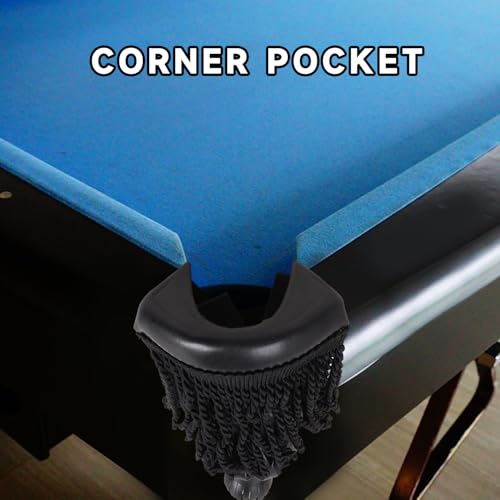 GSE Games & Sports Expert Set of 6 Heavy Duty PU Leather Billiard Pool Table Pockets, Billiard Pool Table Accessories (Several Colors & Styles Available) - color: Black - Fringe