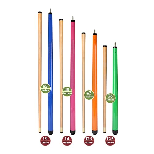 ASKA Short Pool Cue Sets, Canadian Maple Billiard Cue Sticks, 13mm Tip, 5/16x18 Joint, Multi-Set Options for Home & Game Rooms - style: Set of 4 Cues, SWP4