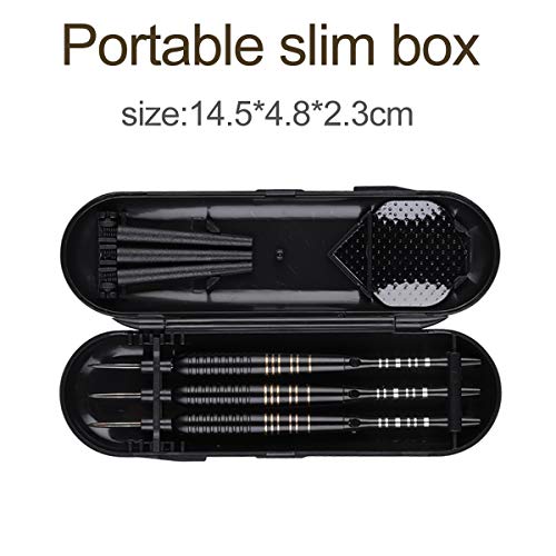 Steel Tip Darts Set for Dartboard, Professional Brass Darts Metal Tip Black Purple Aluminium Nylon Shafts 9 Flights 50 Rubber O-Rings 12 Spring Rings 1 Dart Sharpener Tool 24/27 Grams - color: 23g Black