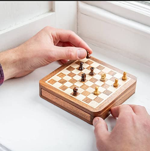 Star Handmade Personalised Luxury Chess Set-Mens Personalised Gift- Magnetic Wooden Chess Set- Travel Chess- Games for him - Birthday Chess Gift- (7 Inches) - size: 7 Inches