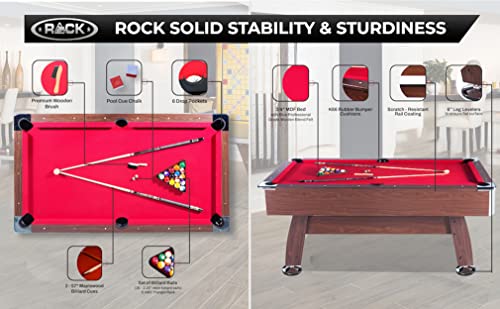 RACK Draco 7-Foot Tournament Billiard/Pool Table – Professional Competition Game Table - color: Red Felt with Brown Body