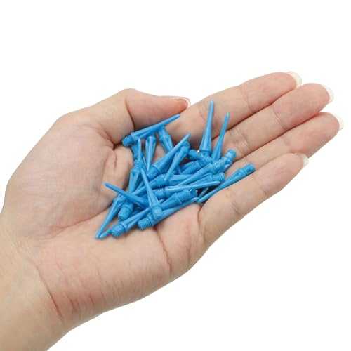 YOKIVE 100 Pcs Plastic Dart Tips, Game 2BA Thread Soft Darts Tips Replacements Plastic Tips Soft Tips| Indoor Outdoor Play (Blue)
