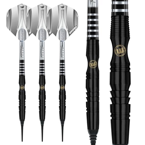 Winmau Sniper Black Professional Darts Set - 90% Tungsten Darts with Flights & Shafts - Match-Weighted Barrels for Steel Tip & Soft Tip Darts - Available in 18g to 24g Weights