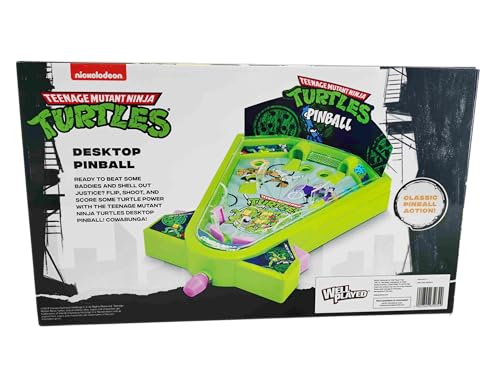 Teenage Mutant Ninja Turtles Desktop Pinball Machine - Fun Arcade Game for Kids & Adults Ages 6+, Compact Tabletop Toy by Well Played