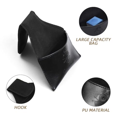 Scott Edward Billiard Chalk Holder Pouch Pool Cue PU Leather Chalk Holder with Clip, Portable Snooker Billiards Chalk Bag, Pool Accessories Black/Brown - color: Black