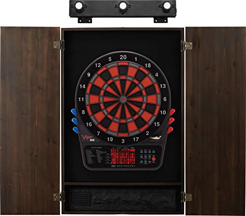 Viper 800 Electronic Dartboard, Metropolitan Espresso Cabinet, Laser Throw Line & Shadow Buster Dartboard Light Bundle - color: Espresso, style: No Throw Line