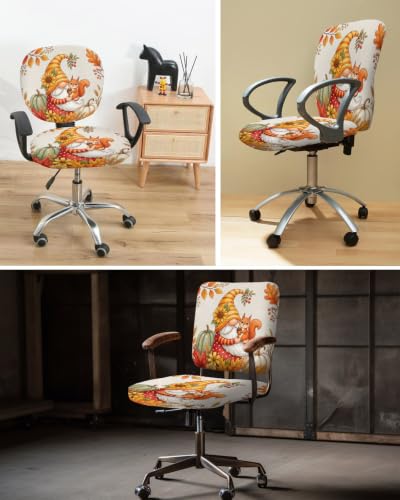 Savannan Office Chair Cover, Thanksgiving Pumpkin Dwarf Protective Stretch Elastic Universal Cover for Desk Task Chair,Computer Rotating Chair 1 Pcs Autumn Maple Leaves