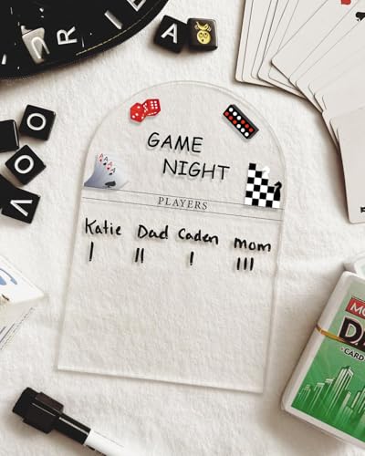 Personalized Family Game Night Scoreboard – Custom Dry Erase Score Tracker Board with Marker, Reusable Acrylic Game Scoreboard (11X16) - style: L