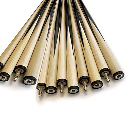Pool Cue Sticks 58" Wooden Billiard Cues with 13mm Leather Tip 19oz/20oz Durable Hard Wood 2-Piece Pool Sticks for House & Bar Use Begginers or Professional, Set of 6