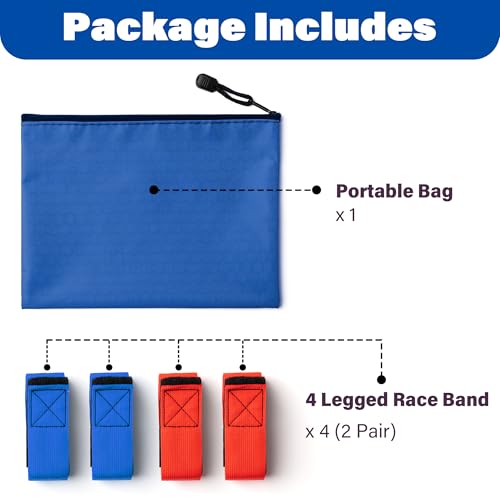 2PK Team Building Games for Work & Field Day Birthday Party, Outdoor Activities, Backyard Games Party, Relay Races for Family - Adjustable Nylon Cooperative Bands with Carry Bag