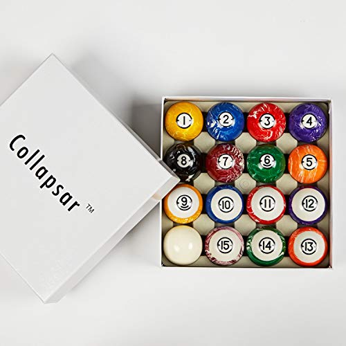 Collapsar Deluxe 2-1/4" Billiard Pool Balls Marble-Swirl Style Billiards Ball Complete 16 Ball Set (Several Style Available) - style: White Marble With Black Triangle