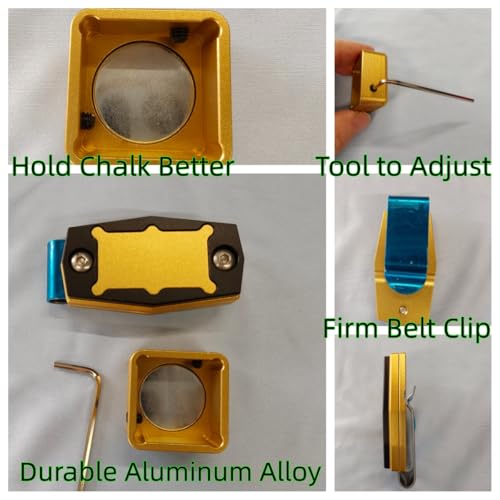 Magnetic Billiard Chalk Holder with 3 Finger Billiard Glove, Aluminum Alloy Pool Cue Chalk Case, Strong Magnet, Portable Billiards Accessories for Pool Cue Players,Square Charlk Box - color: Golden