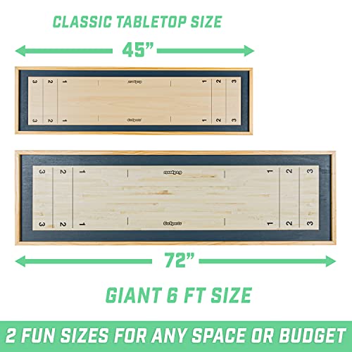 GoSports 6 ft Tabletop Shuffleboard and Curling 2 in 1 Game with 8 Pucks and Tote Bag