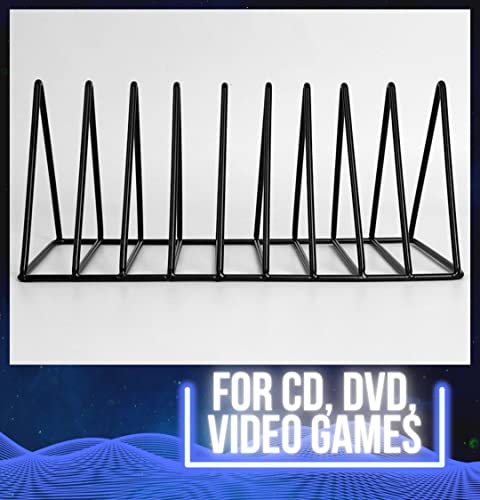 Record-Happy CD Storage Rack Organizer Stand - Compact Disc Holder Display Shelf for CDs, DVDs and Video Games, Holds 18 Jewel Cases - Practical and Functional Wire Metal CD Case Holder (Black, 1)